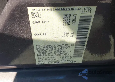 2014 Nissan Altima 2.5 Sv from USA, damaged, VIN 1N4AL3APXEC178776